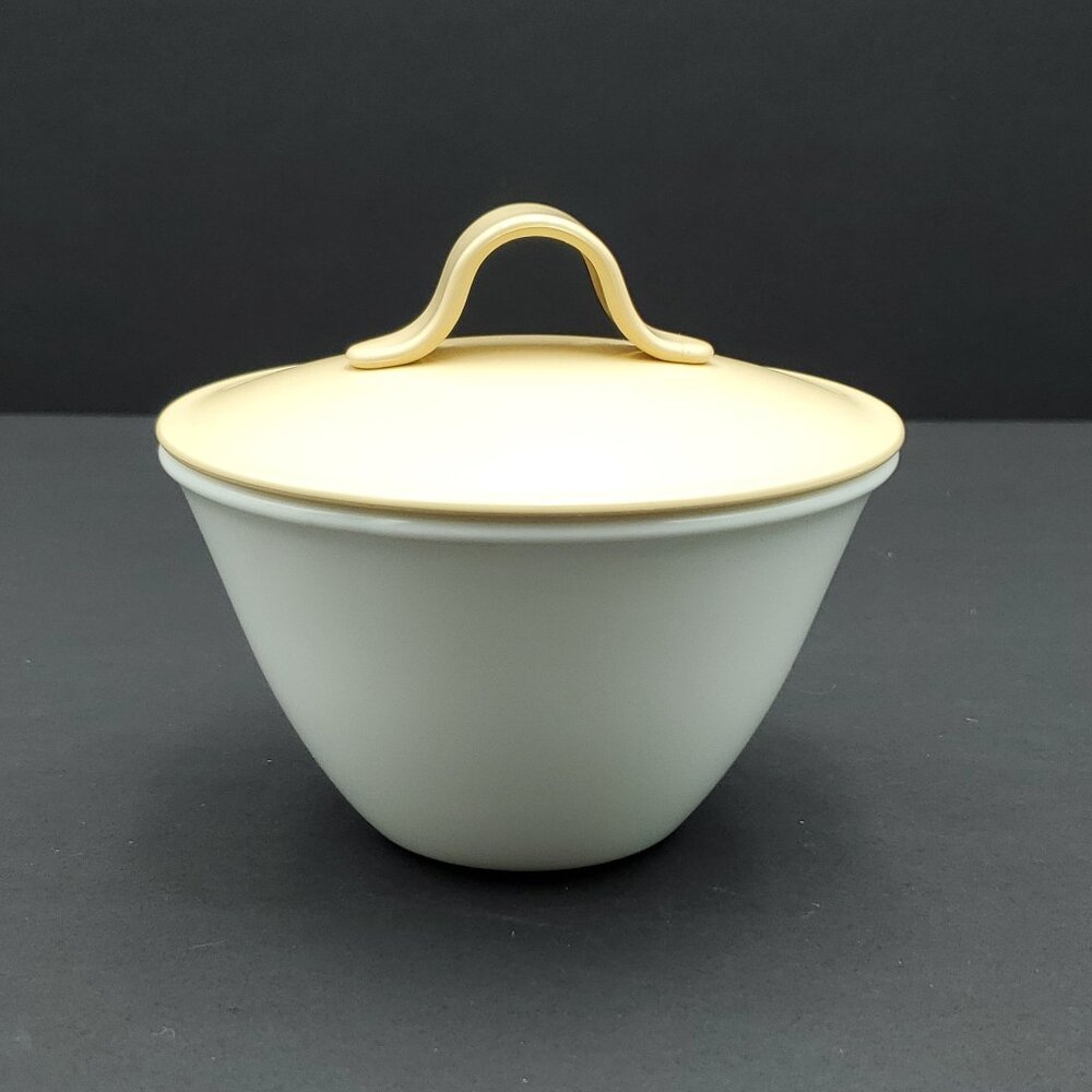 Corelle Winter Frost White Sugar Bowl with Tan Plastic Lid